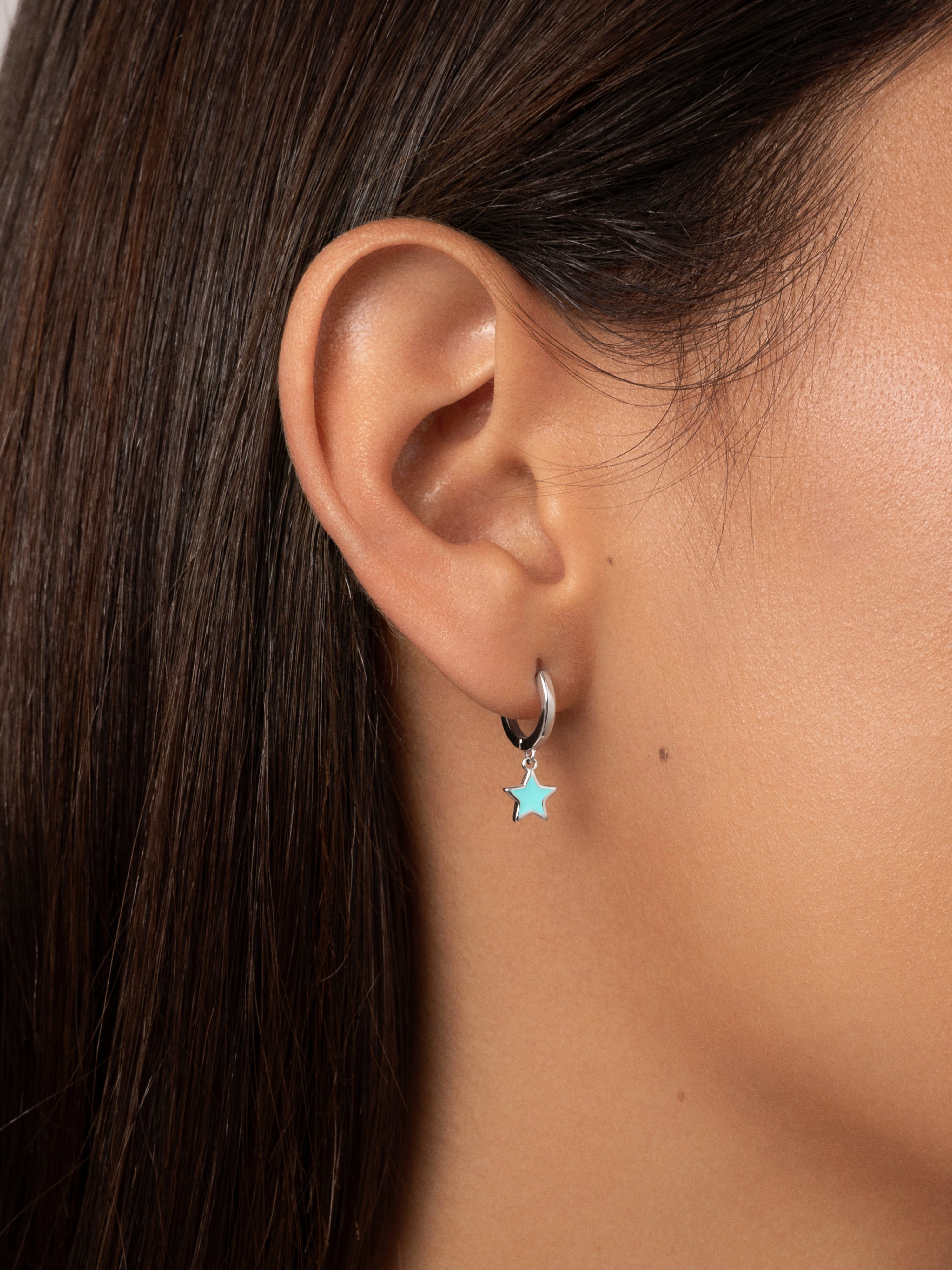 Pendientes Aro Star Sky Enamel Acero