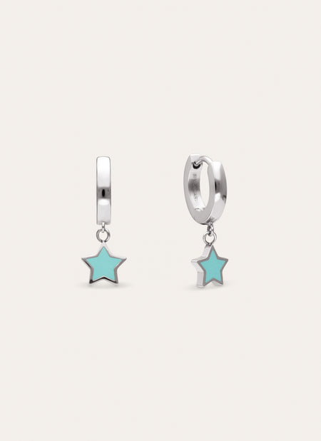 Pendientes Aro Star Sky Enamel Acero