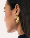 Pendientes Sunbeam Azul Acero Baño Oro