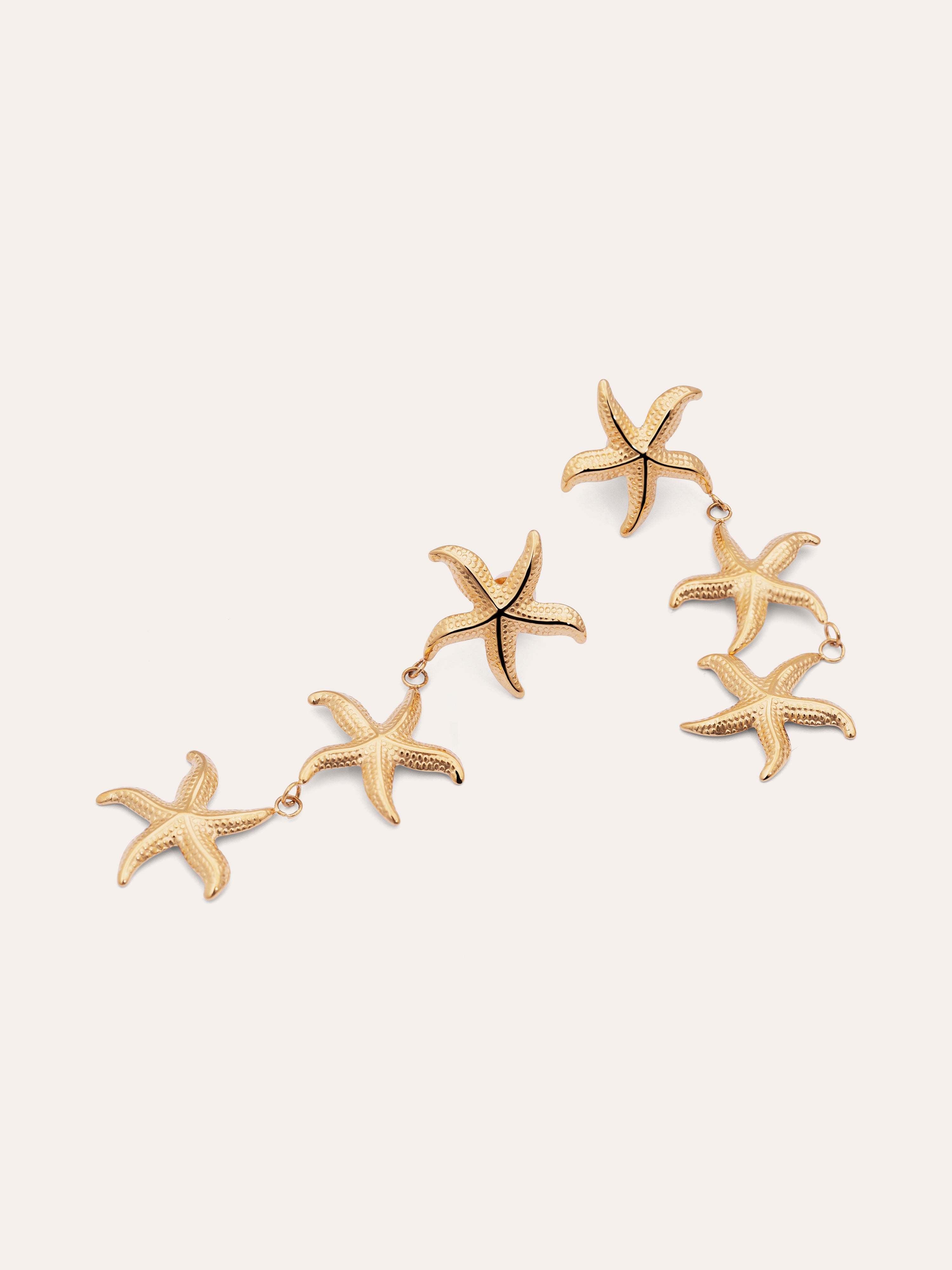 Pendientes Triple Starfish Acero Baño Oro