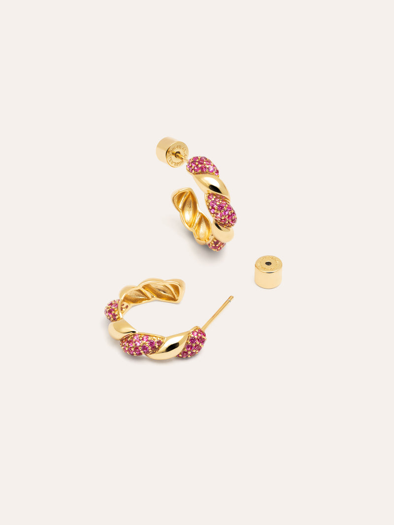 Orecchini a Cerchio Twist Spark Placcato Oro