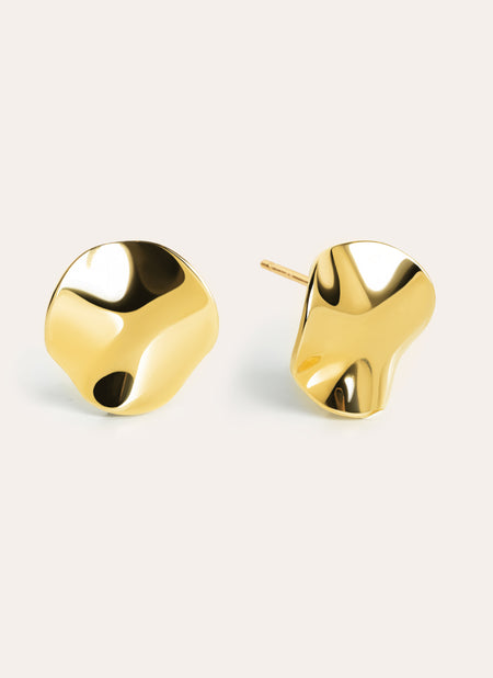 Waves Stainless Steel Gold Earrings