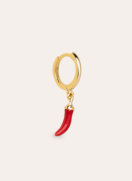 Chilly Pepper Enamel Gold Single Earring 