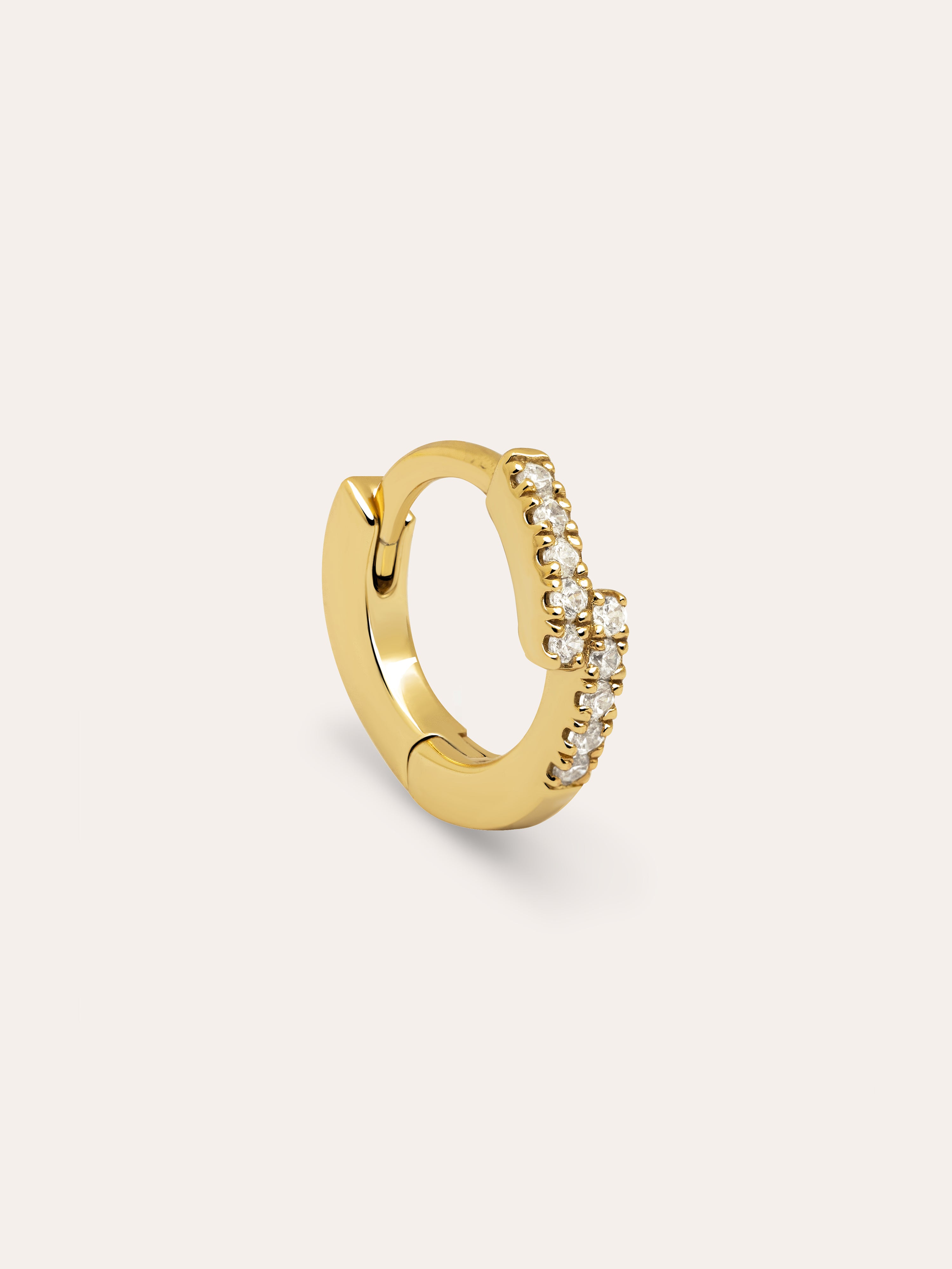 Pendiente Suelto Aro Cleo Cruzado Plata Baño Oro