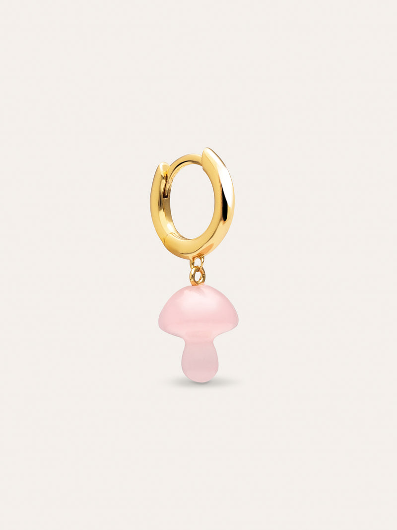 Pendiente Suelto Aro Seta Rosa Baño Oro