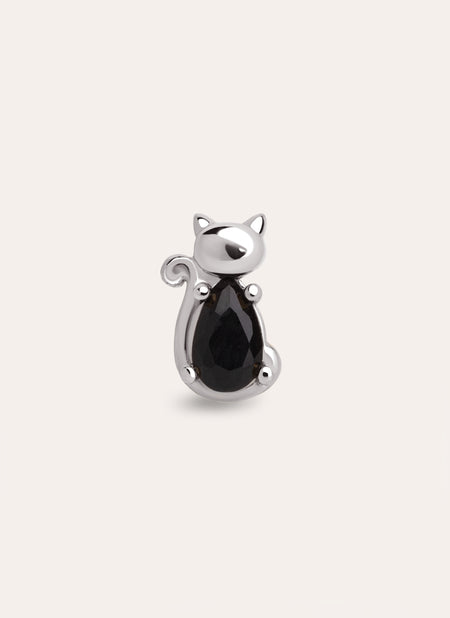 Pendiente Suelto Cat Black Plata