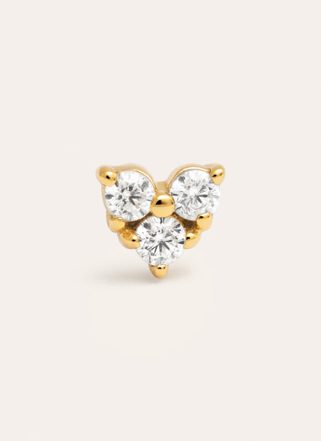 Pendiente Suelto Corazón Spark Plata Baño Oro