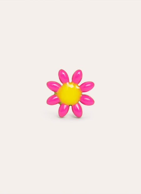 Pink Daisy May Gold Stainless Steel Single Earring