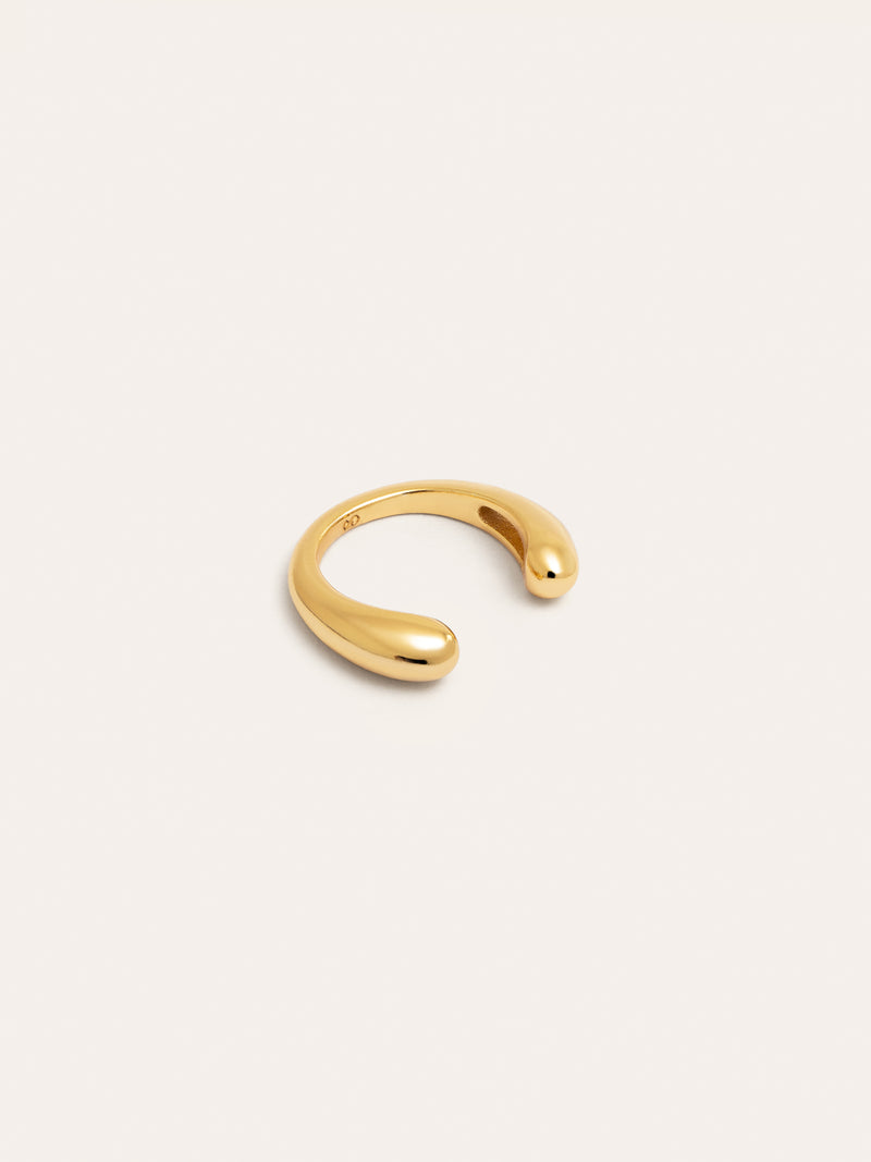 Pendiente Suelto Ear Cuff Gota Plata Baño Oro