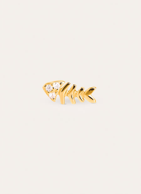 Pendiente Suelto Fishbone Spark Baño Oro