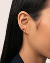 Losse oorbel Heart Rood Enamel verguld met 18kt goud - puesto en modelo