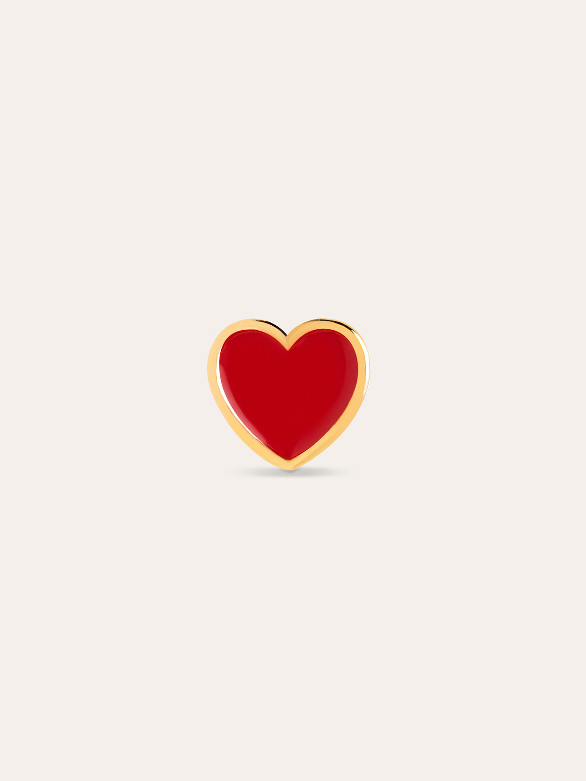 Losse oorbel Heart Rood Enamel verguld met 18kt goud