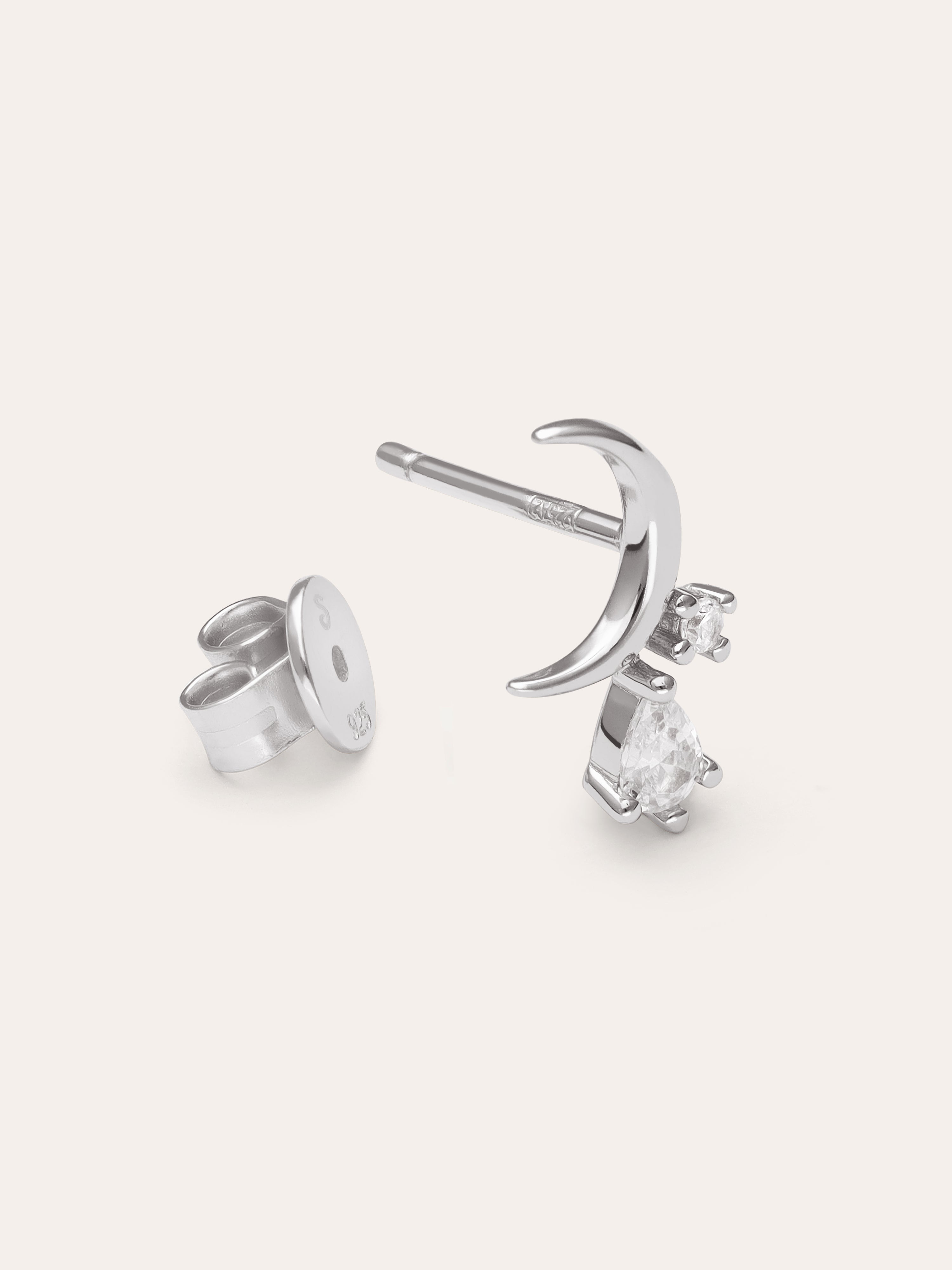 Pendiente Suelto Luna Spark Plata