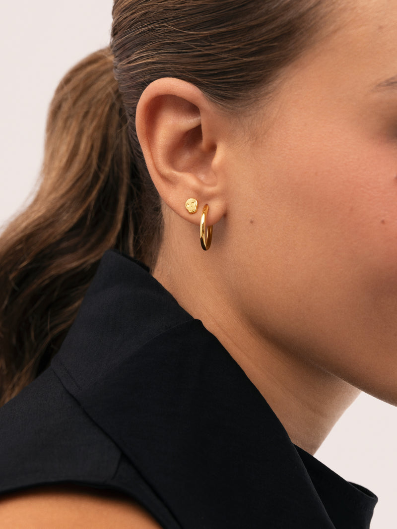 Mini Skeleton Gold-Plated Silver Single Earring