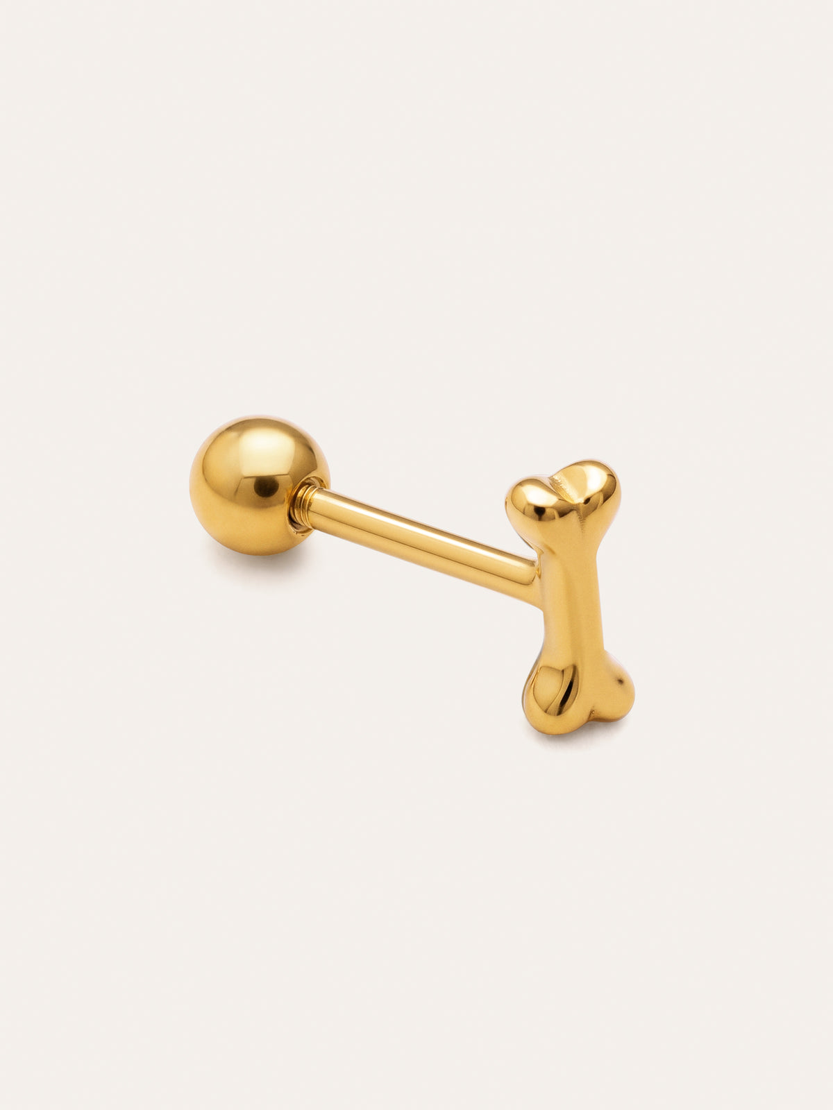 Imagen detalle de Mini Bone Gold-Plated Silver Single Earring