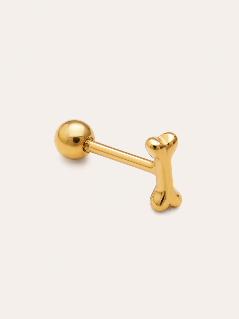 Mini Bone Gold-Plated Silver Single Earring