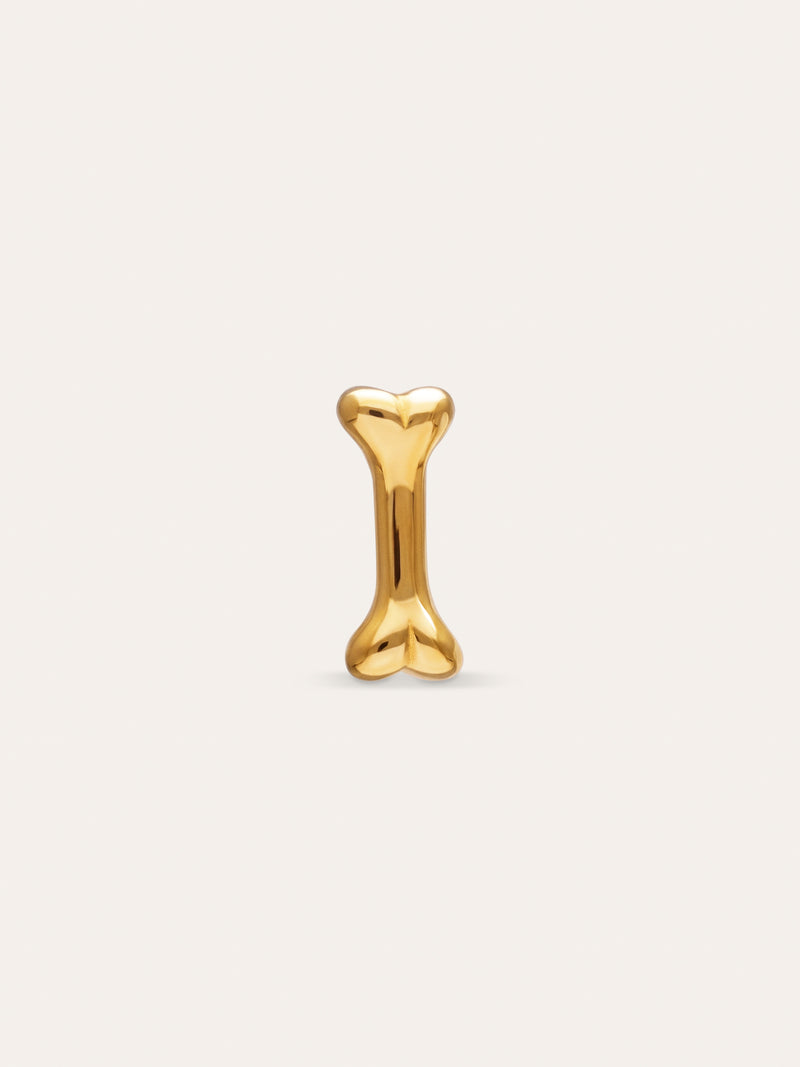Mini Bone Gold-Plated Silver Single Earring