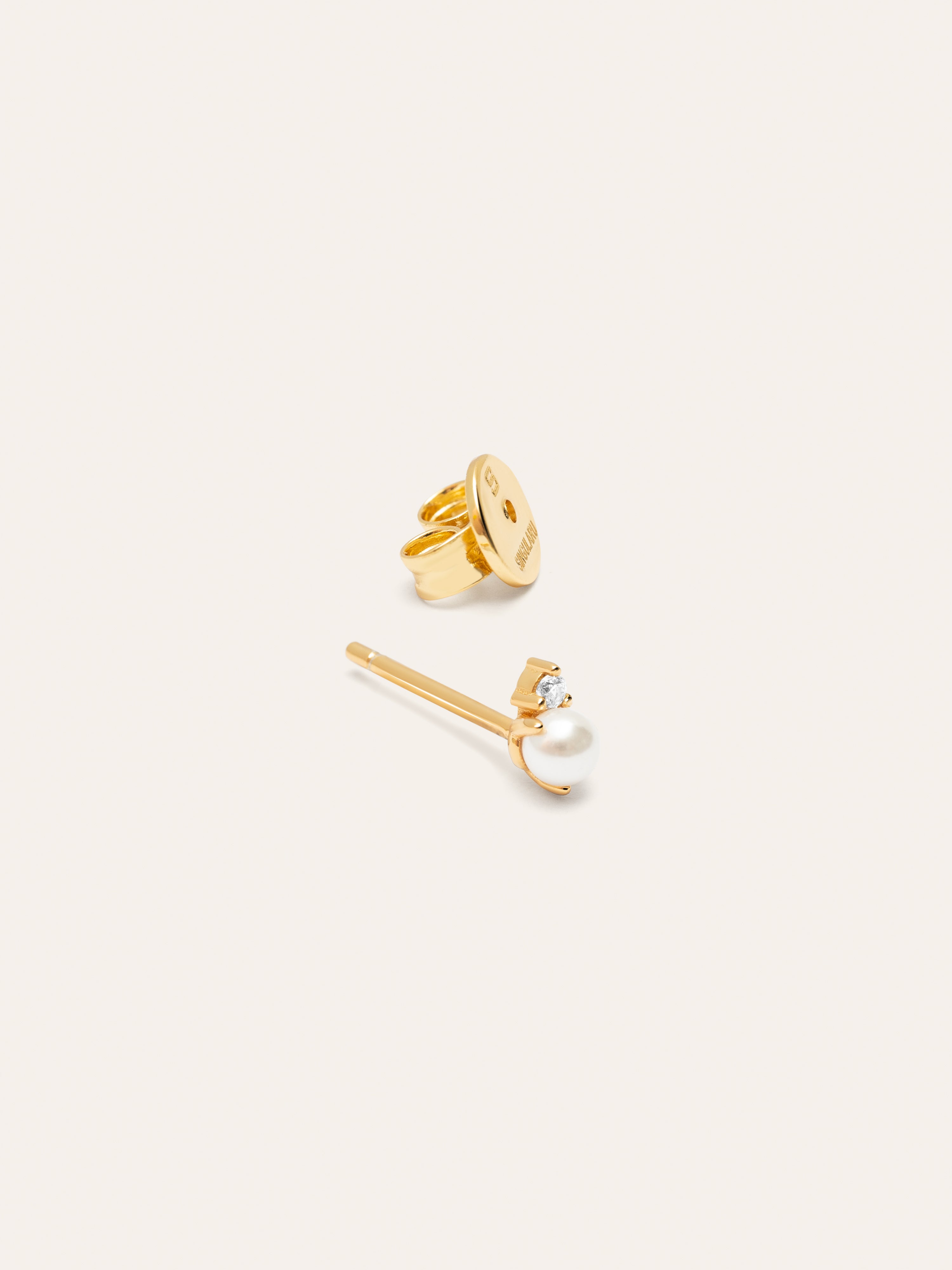 Pendiente Suelto Pearl Spark Plata Baño Oro