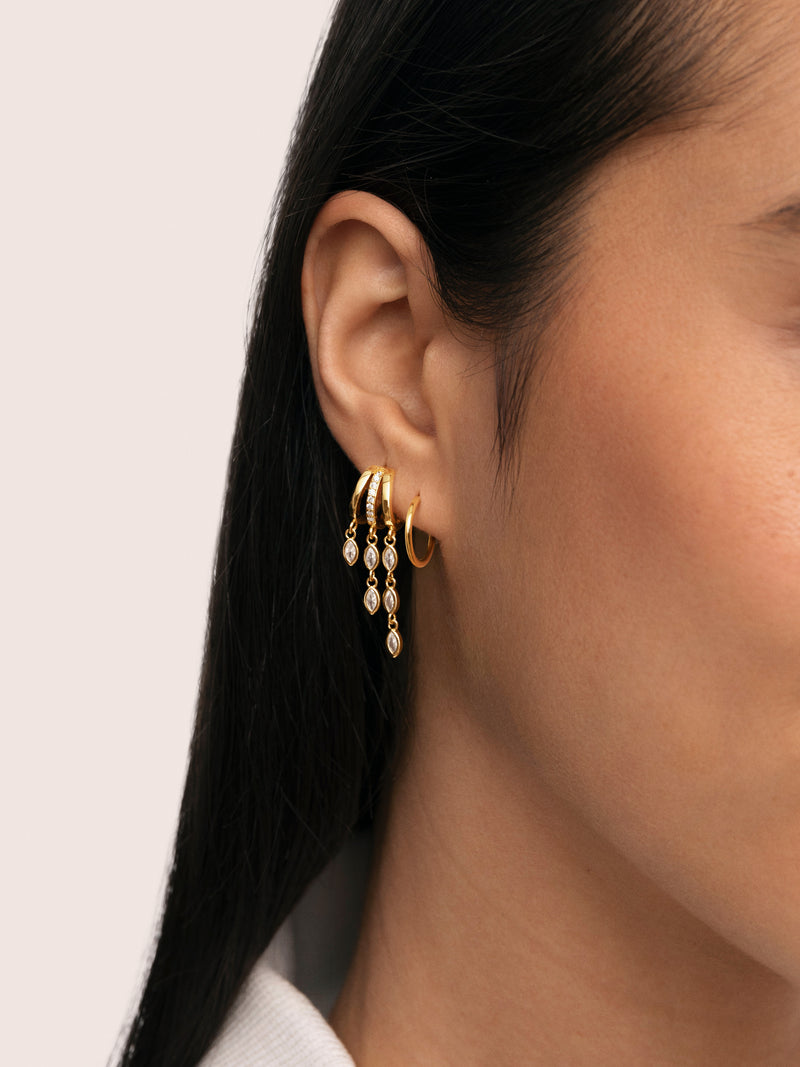 Losse oorbel Triple Drip Verguld met Goud