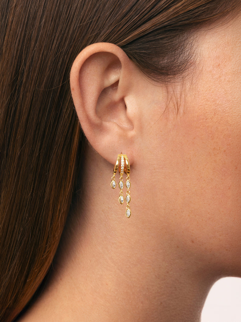 Losse oorbel Triple Drip Verguld met Goud