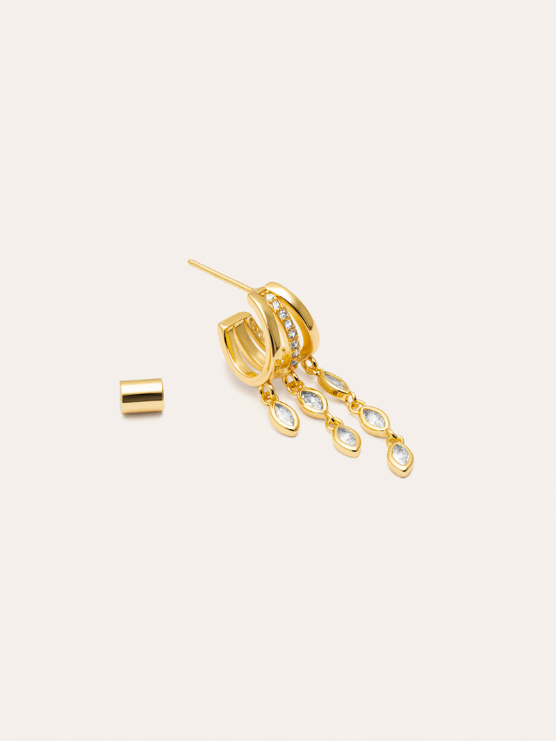 Losse oorbel Triple Drip Verguld met Goud