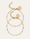 Pack 2 Pulseras Amistad Colores Acero Baño Oro