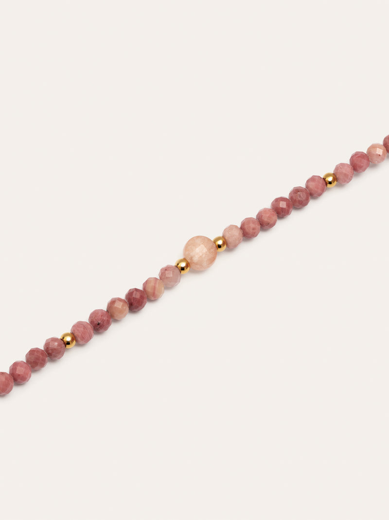 Pulsera Amulet Rodocrosita Acero Baño Oro