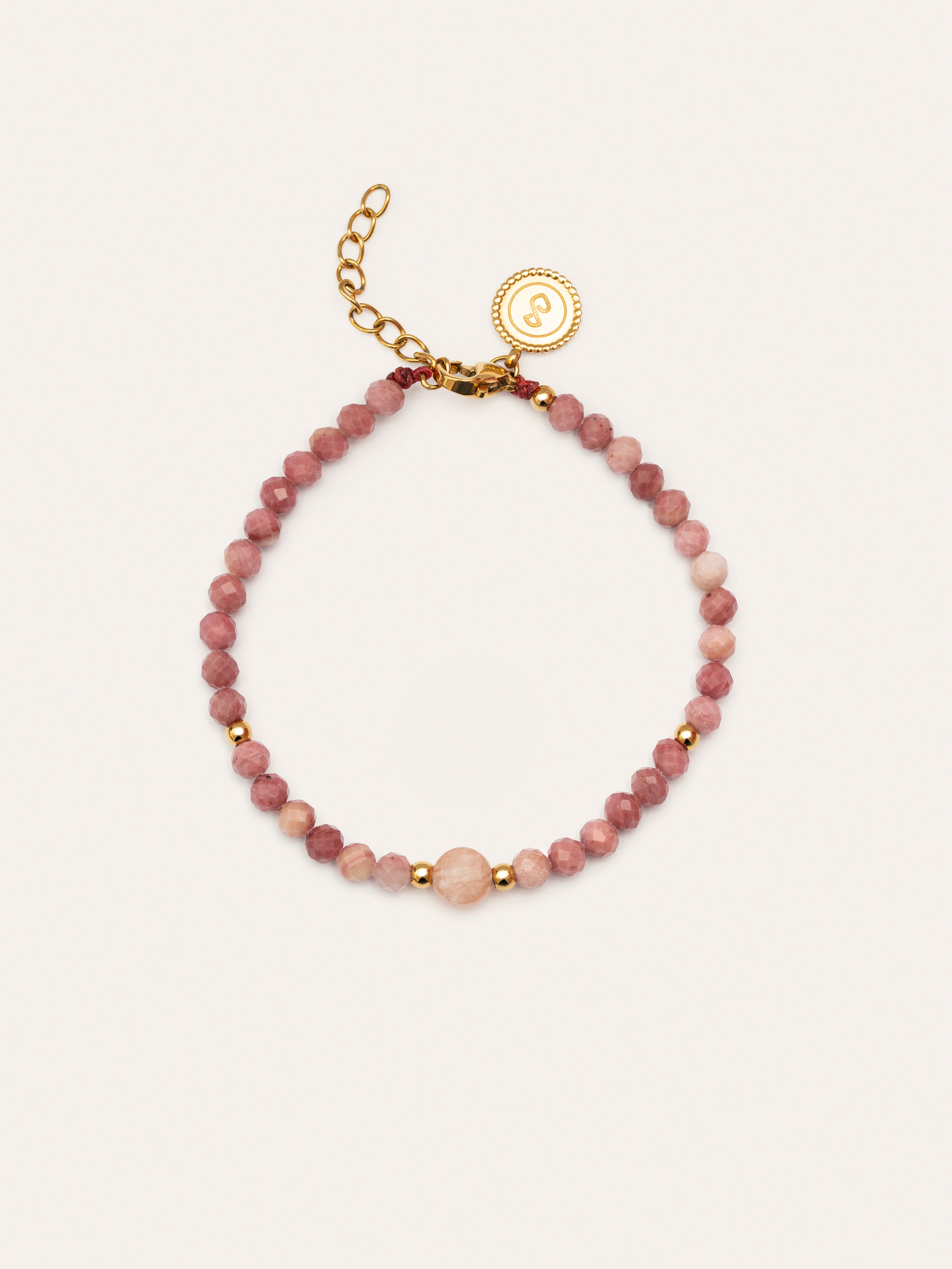 Pulsera Amulet Rodocrosita Acero Baño Oro