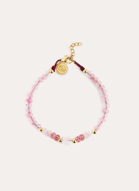 Amulet Rose Quartz Stainless Steel Gold Bracelet