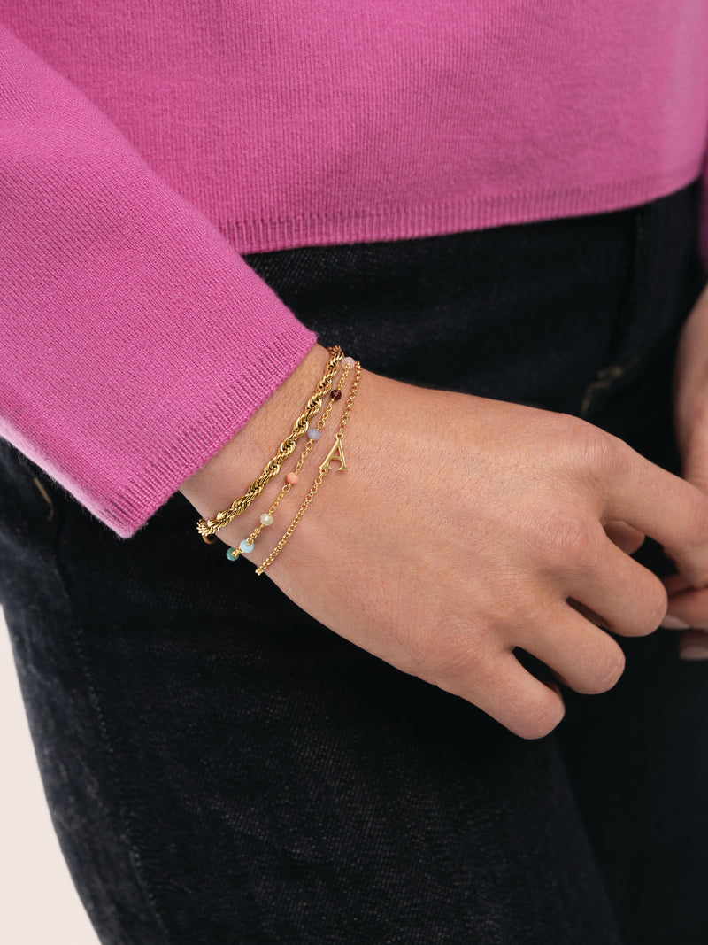 Pulsera Crystals Chain Colors Plata Baño Oro