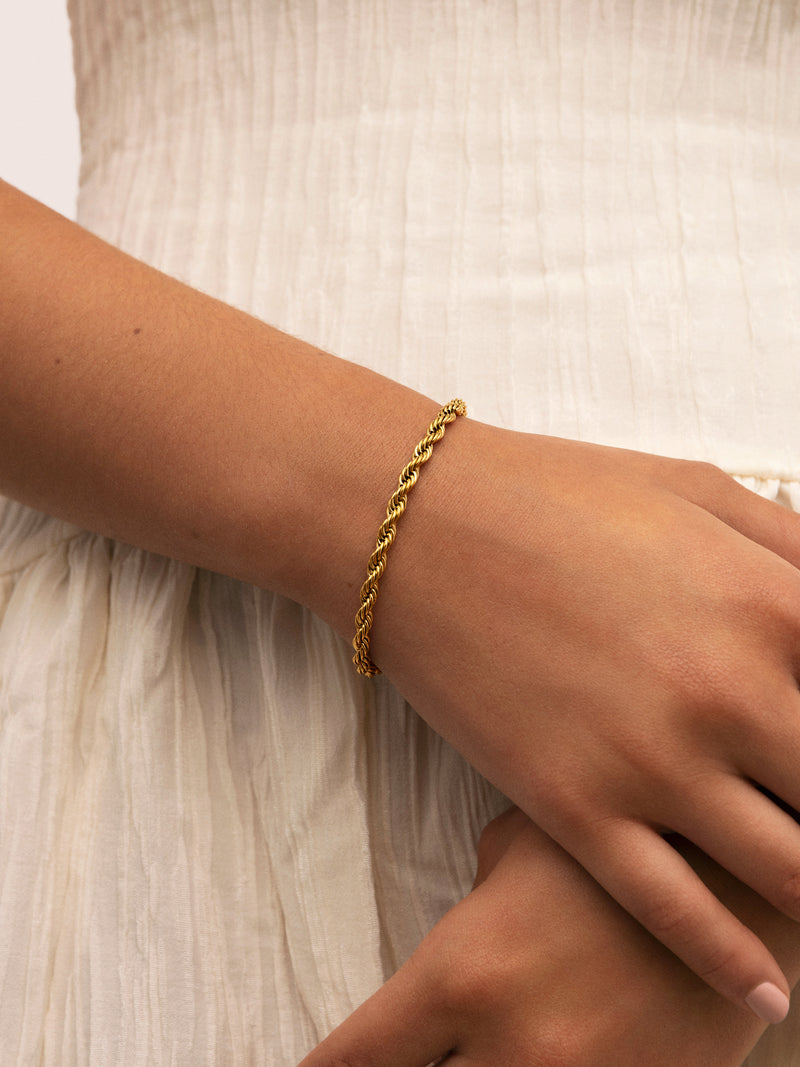 Pulsera Big Cord Acero Baño Oro