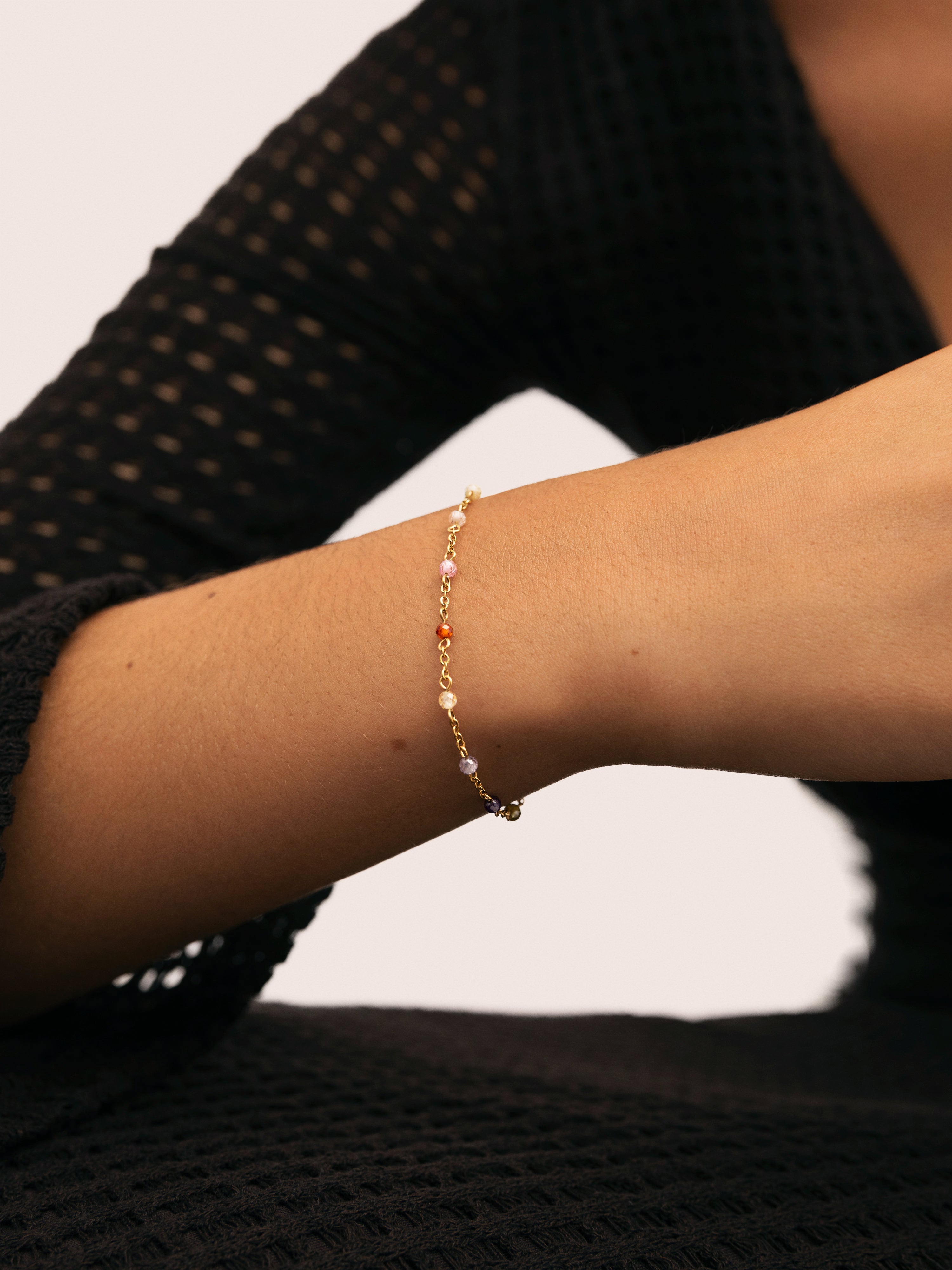 Pulsera Crystal Colors Atardecer Acero Baño Oro