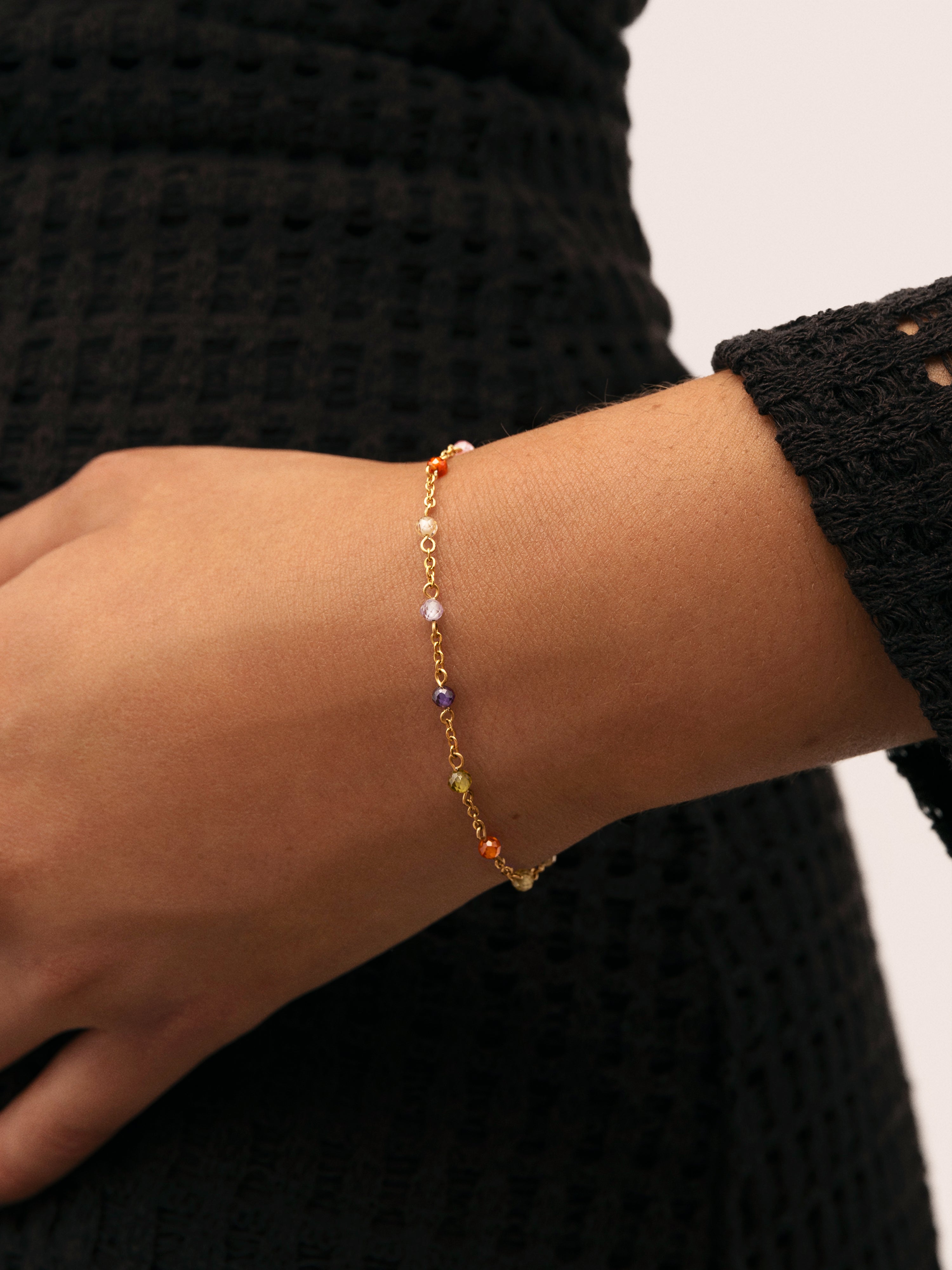 Pulsera Crystal Colors Atardecer Acero Baño Oro