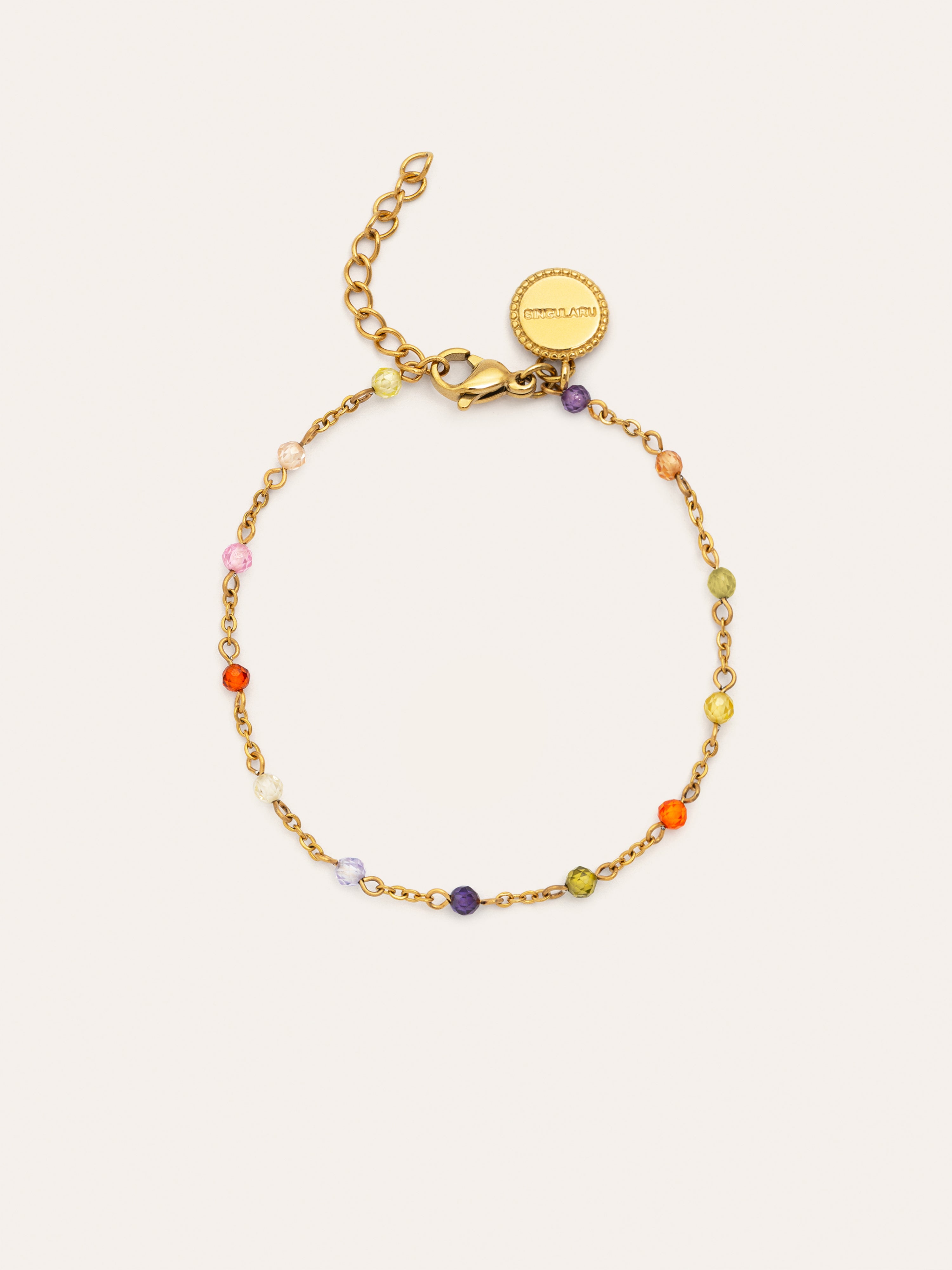 Pulsera Crystal Colors Atardecer Acero Baño Oro