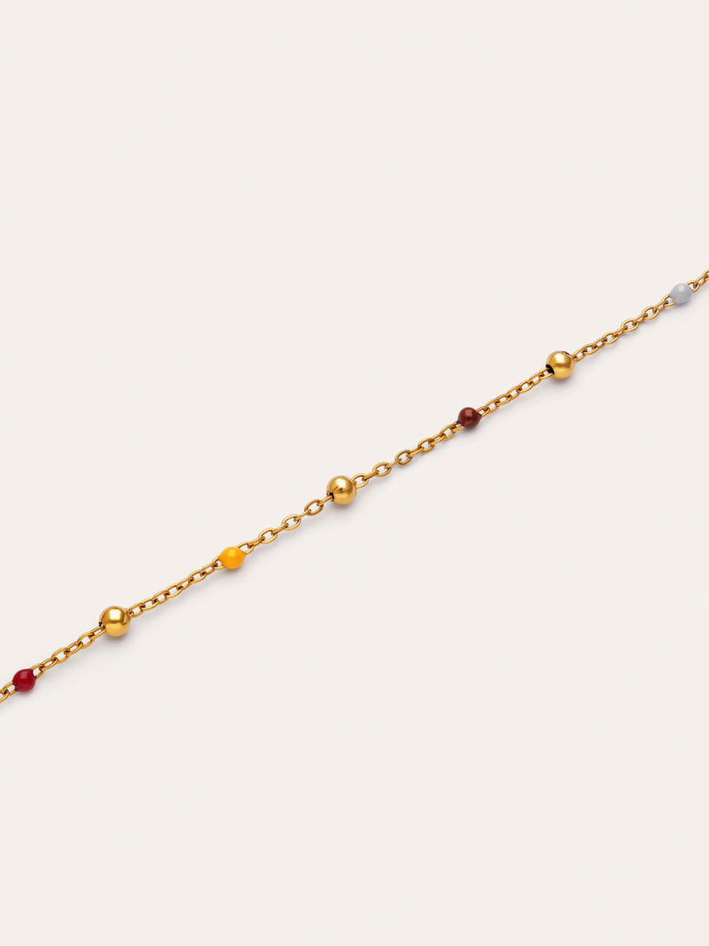 Pulseira Calypso Enamel Dots Aço Banho de Ouro