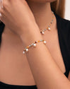 Pulsera Crystal Perlas Acero Baño Oro