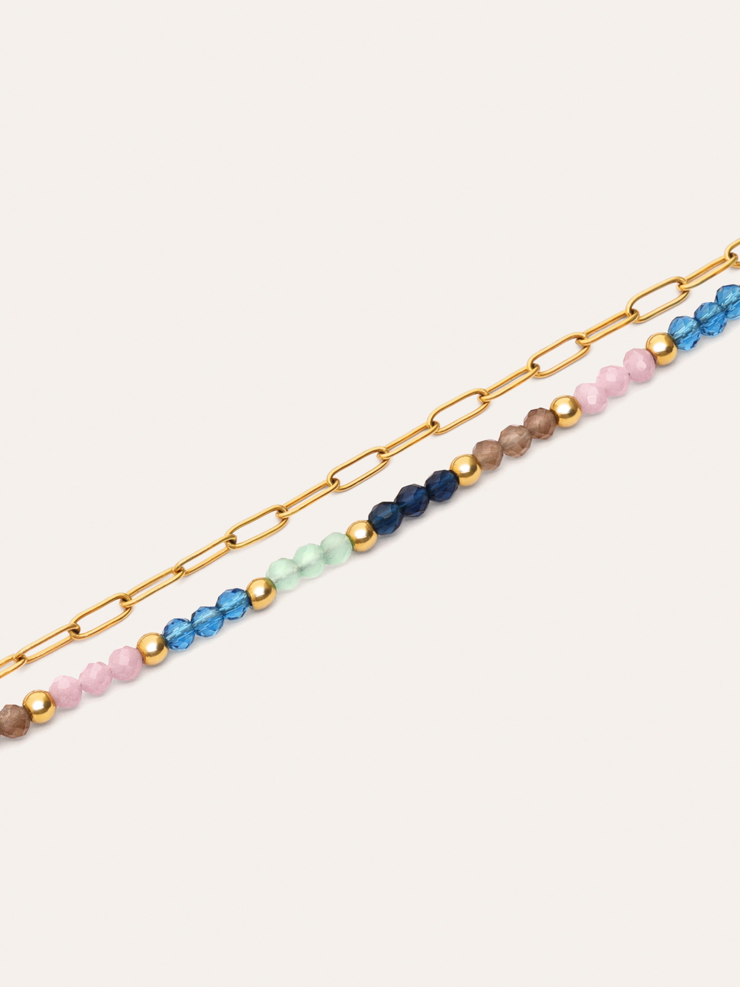 Dye Dots Mist Stainless Steel Gold Bracelet