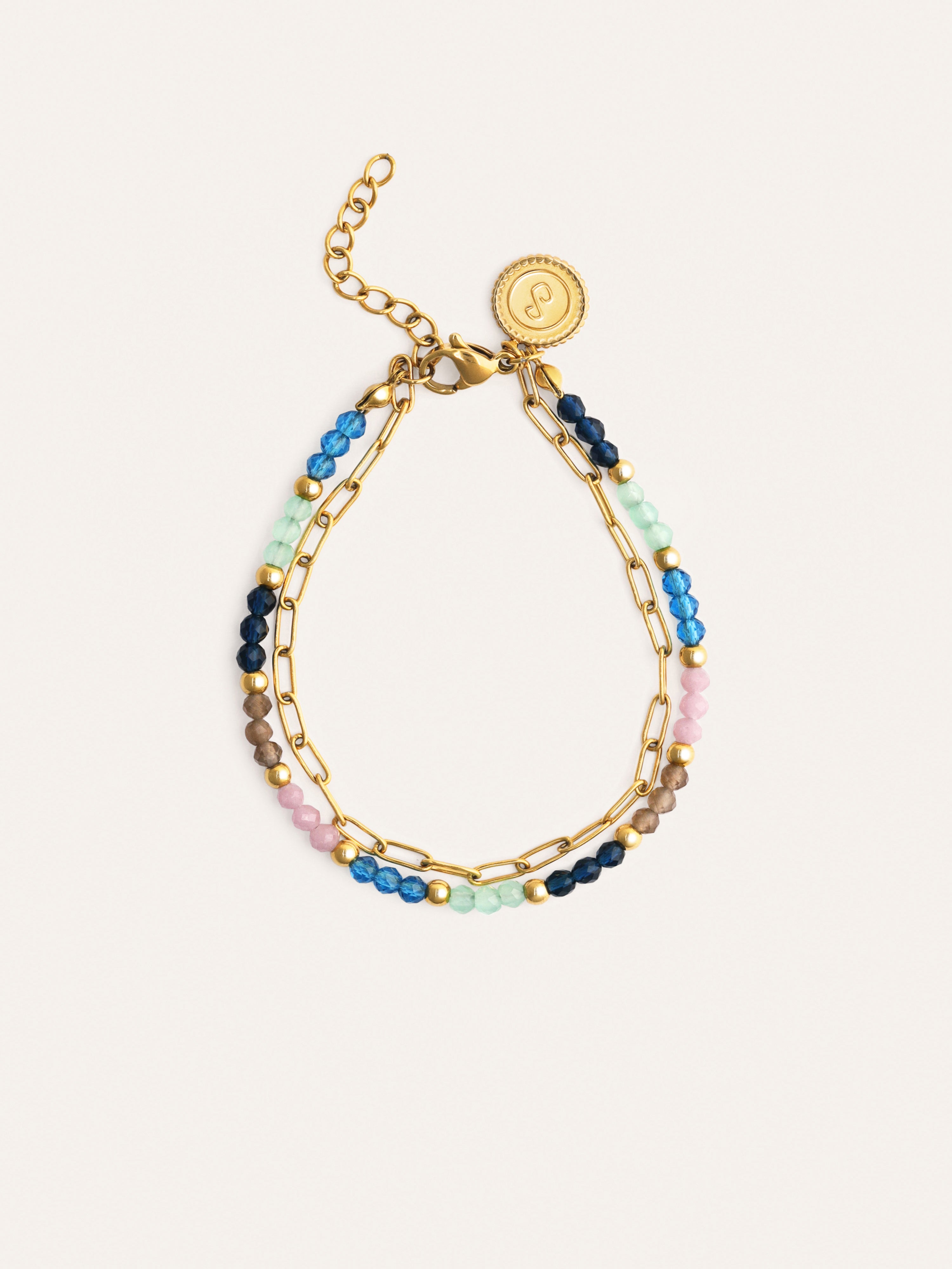 Dye Dots Mist Stainless Steel Gold Bracelet