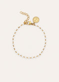Pulsera Dots Enamel Blanco Acero Baño Oro