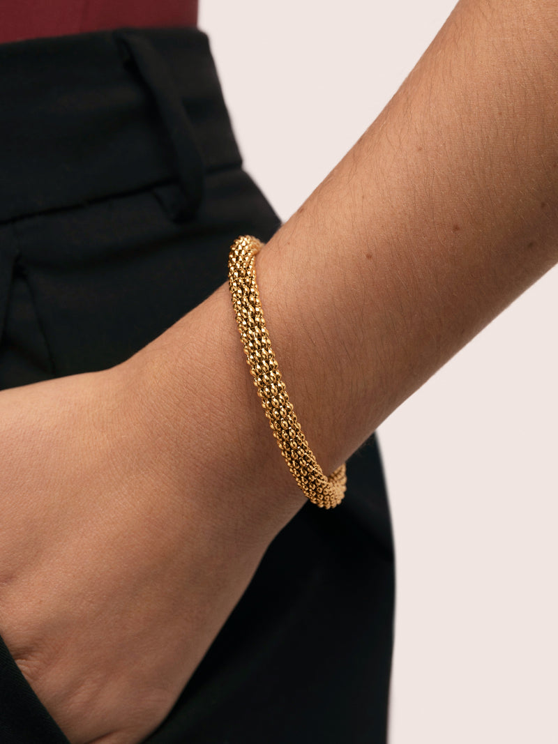 Brazalete Disco Acero Baño Oro