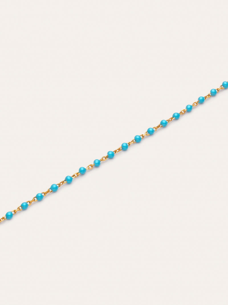 Bracelet Dots Turquoise Enamel Acier Plaqué Or