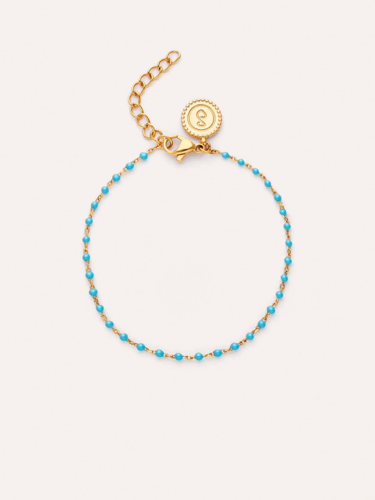 Bracelet Dots Turquoise Enamel Acier Plaqué Or