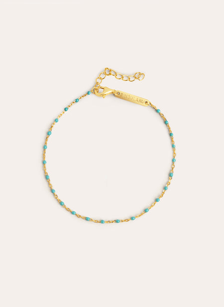 Dots Turquoise Enamel Gold Bracelet