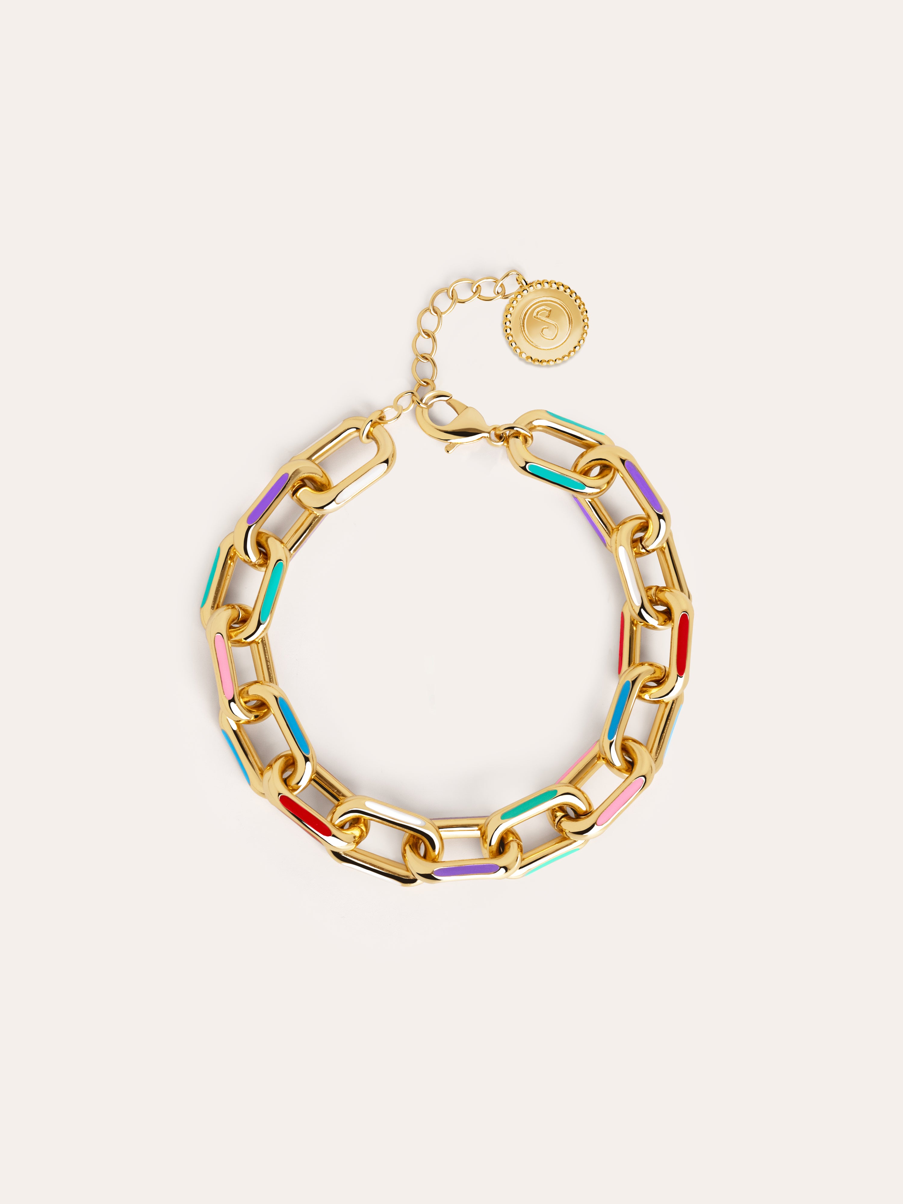 Pulsera Link Rainbow Enamel Baño Oro