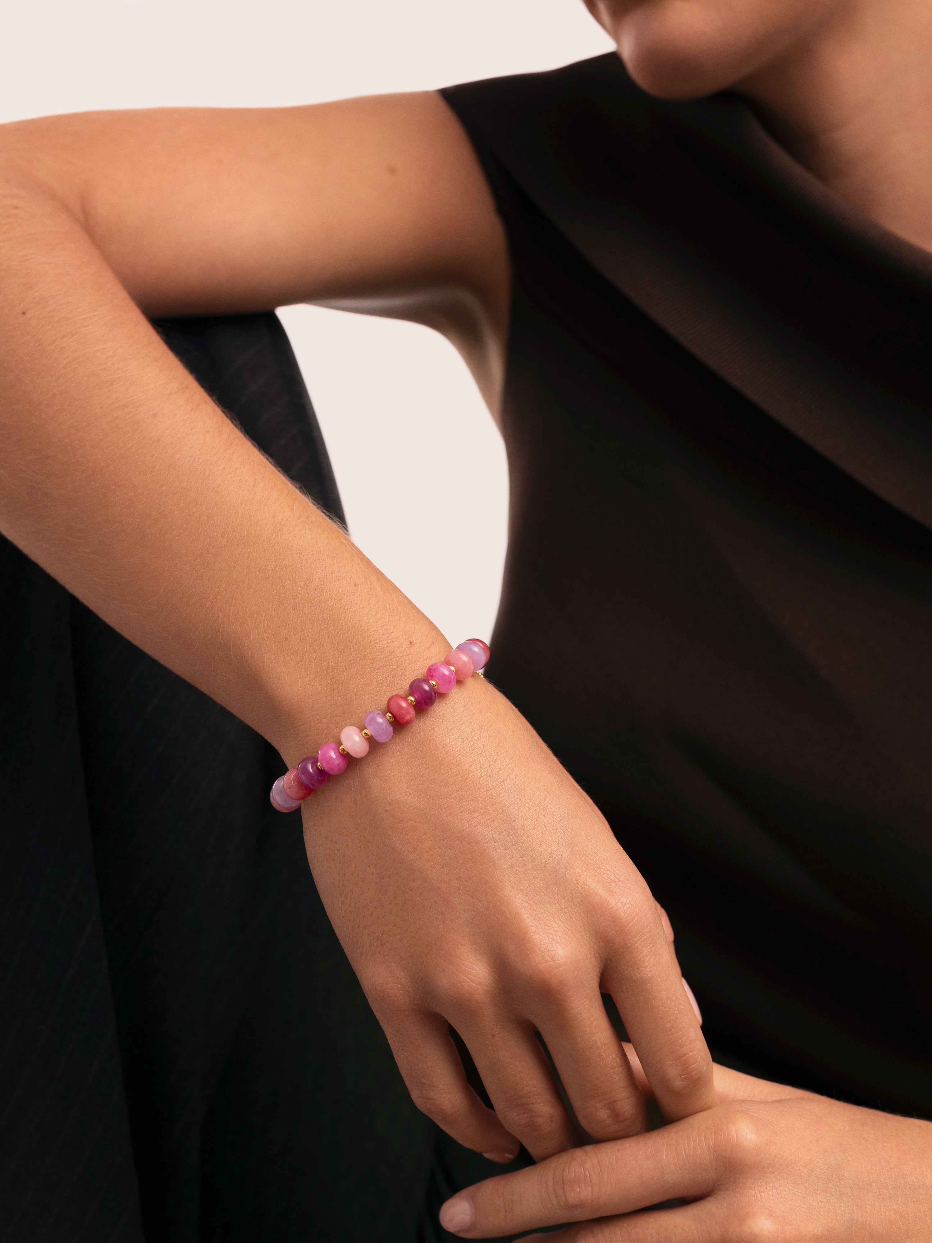 Pulsera Rosé Stones Acero Baño Oro