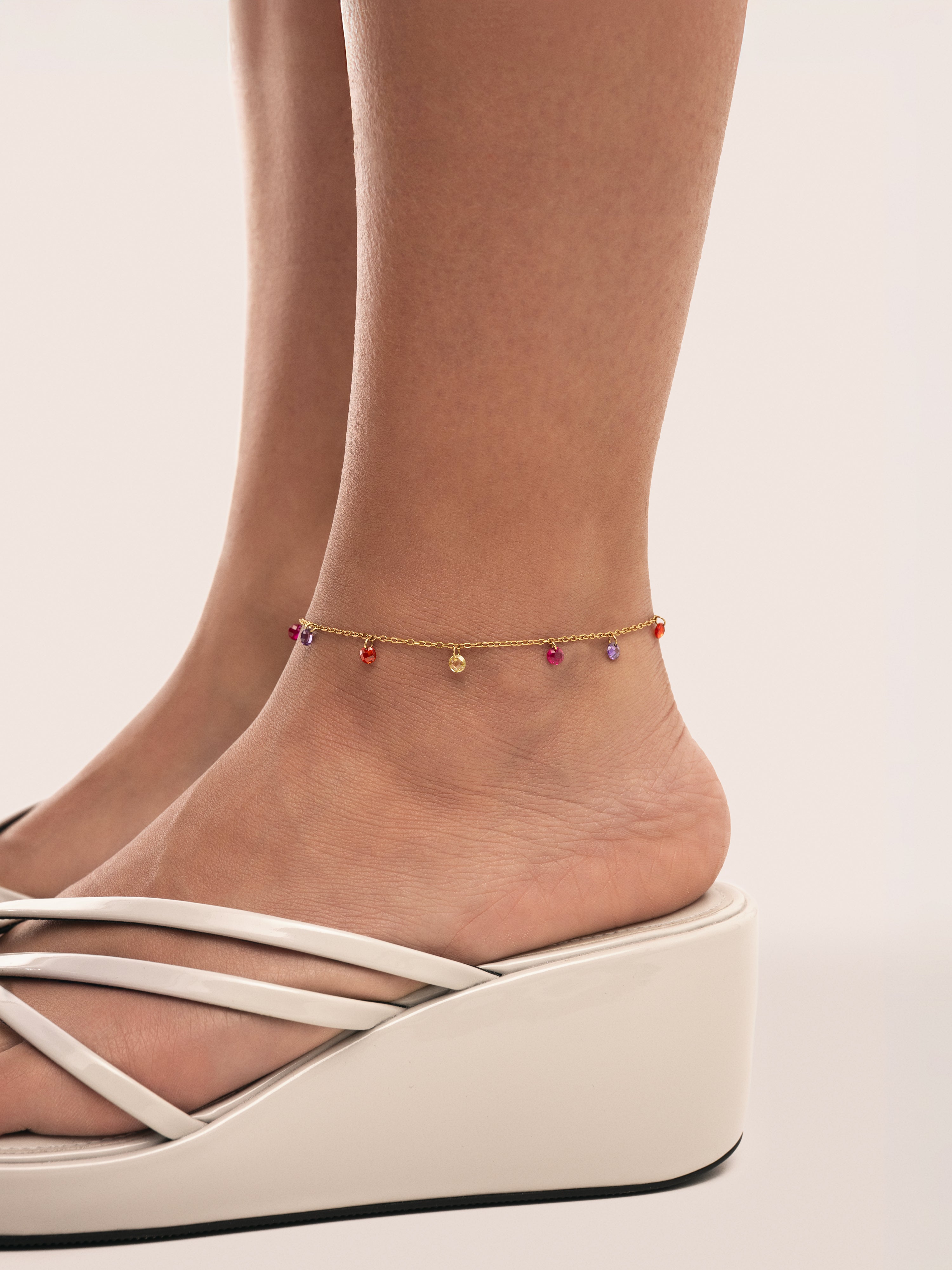 Color Bits Stainless Steel Gold Anklet