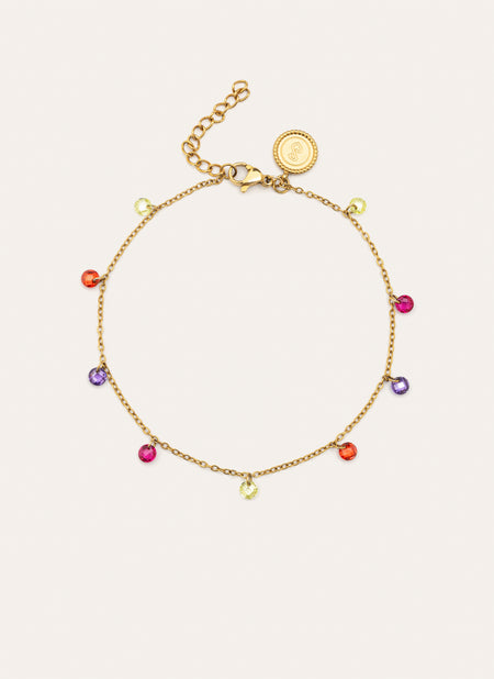 Tobillera Color Bits Acero Baño Oro