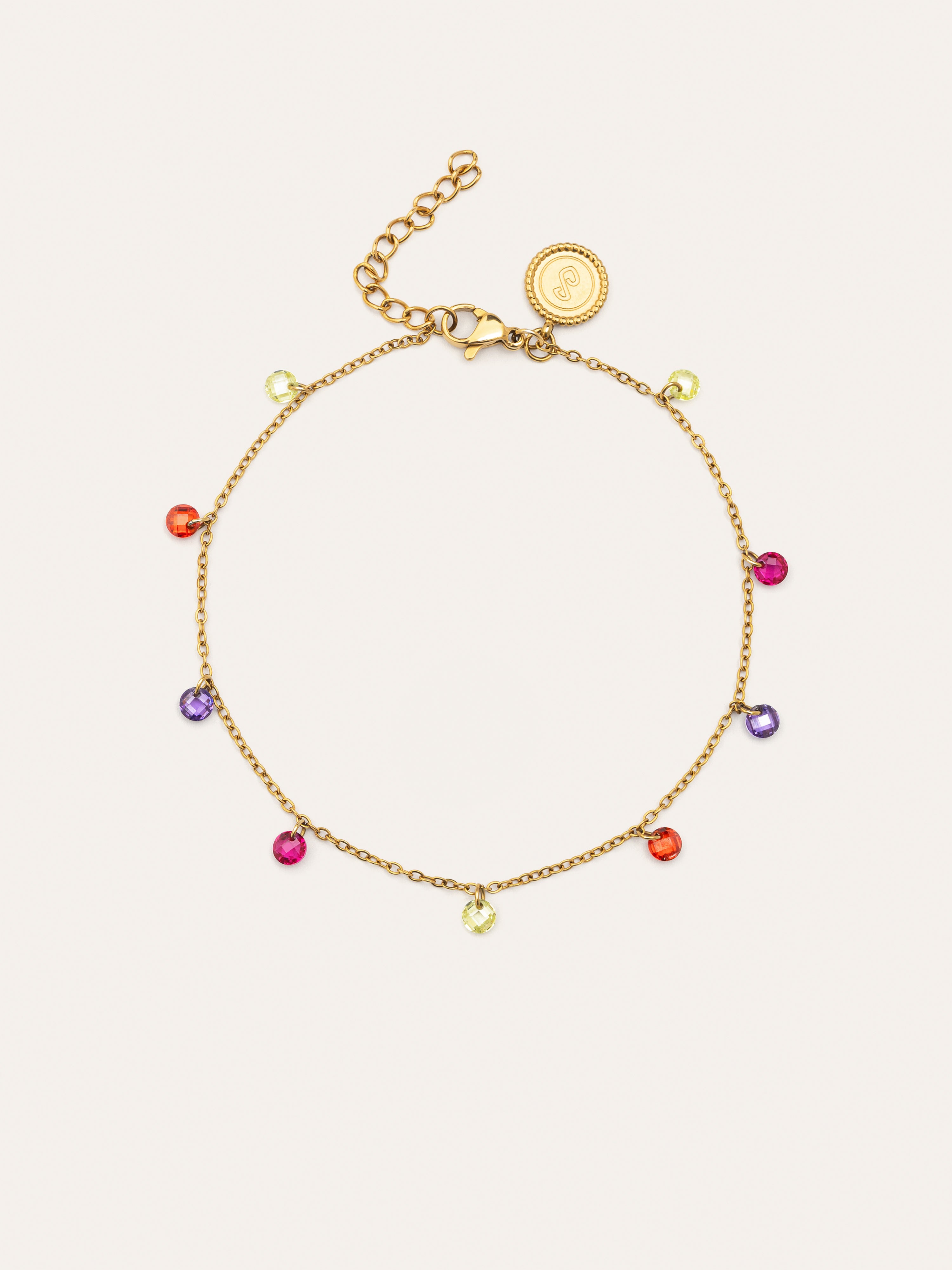 Color Bits Stainless Steel Gold Anklet
