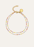 Tobillera Doble Dots Colors Enamel Acero Baño Oro