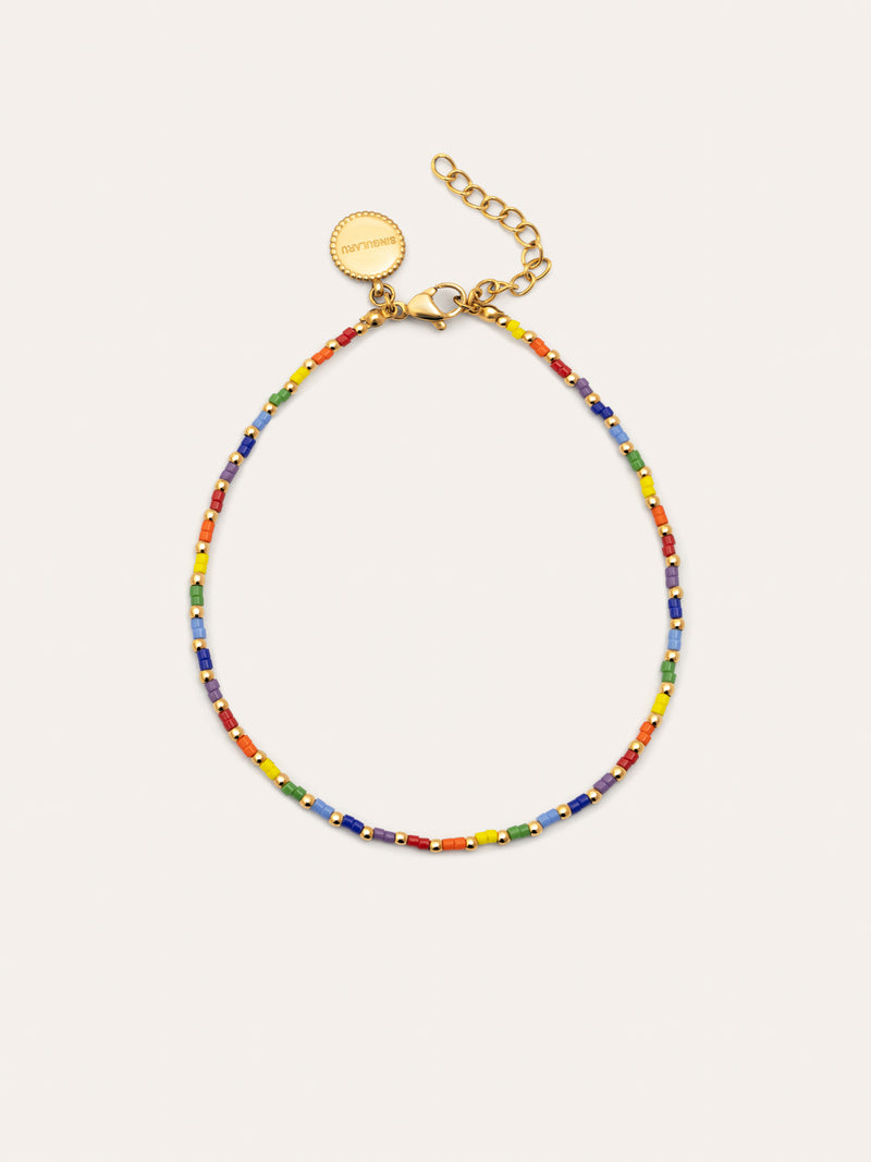 Tobillera Rainbow Acero Baño Oro